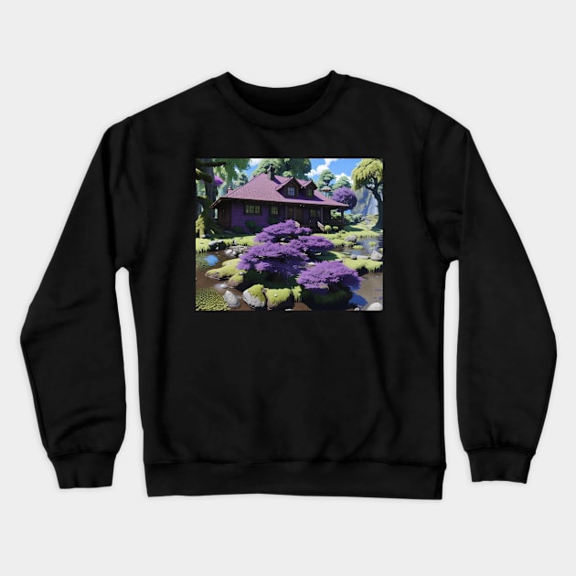 Purple House Crewneck Sweatshirt by Fantasyscape